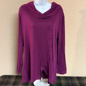 4/$15 Valois Women's Purple Mock Button-Up Top